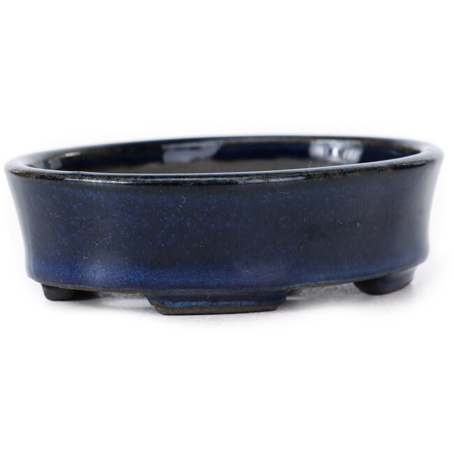 Pot à bonsaï ovale bleu par Seto - 100 x 75 x 25 mm