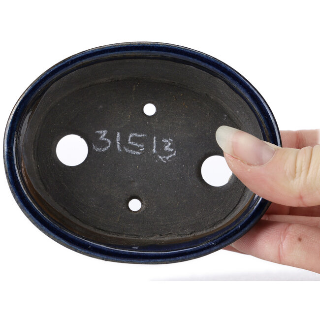 Ovale blaue Bonsaischale von Seto - 100 x 75 x 25 mm