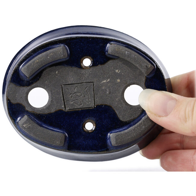 Ovale blaue Bonsaischale von Seto - 100 x 75 x 25 mm