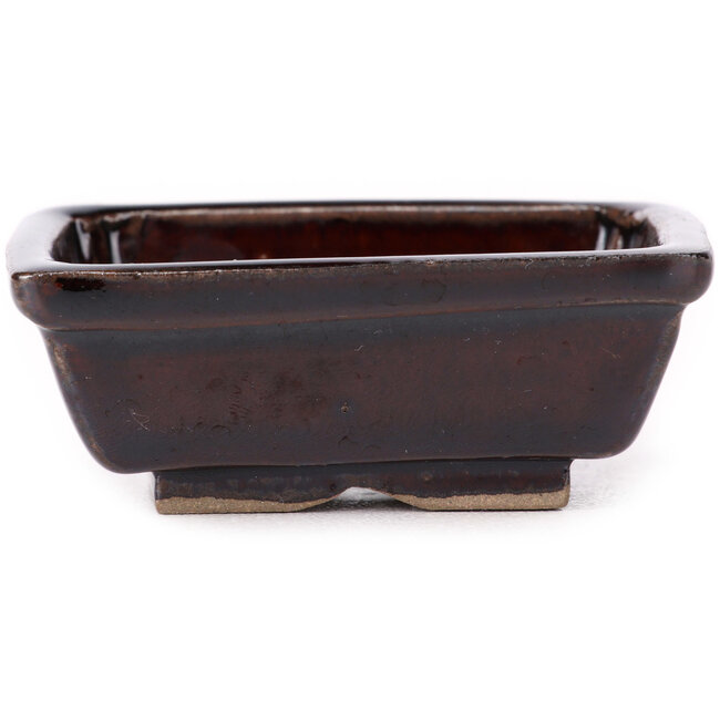 Rectangular brown bonsai pot by Seto - 80 x 65 x 30 mm