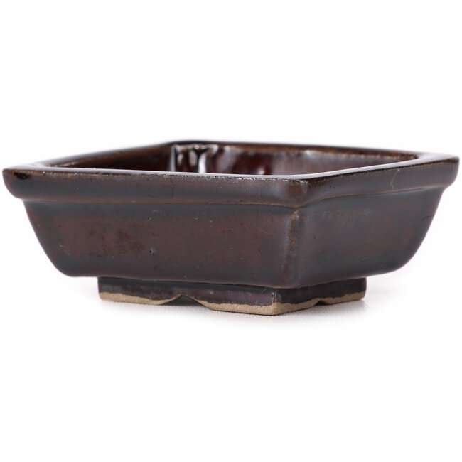 Rectangular brown bonsai pot by Seto - 80 x 65 x 30 mm
