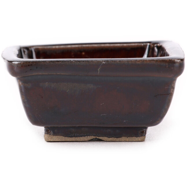 Pot à bonsaï rectangulaire marron par Seto - 80 x 65 x 30 mm