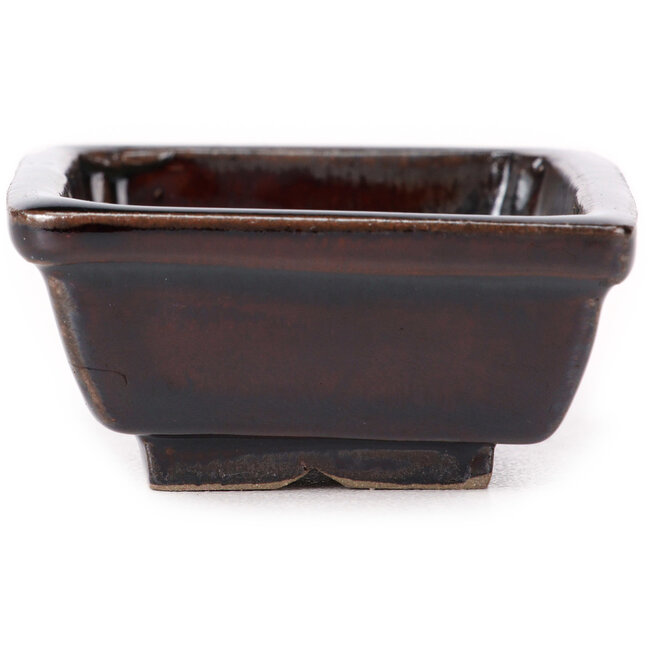 Rectangular brown bonsai pot by Seto - 80 x 65 x 30 mm