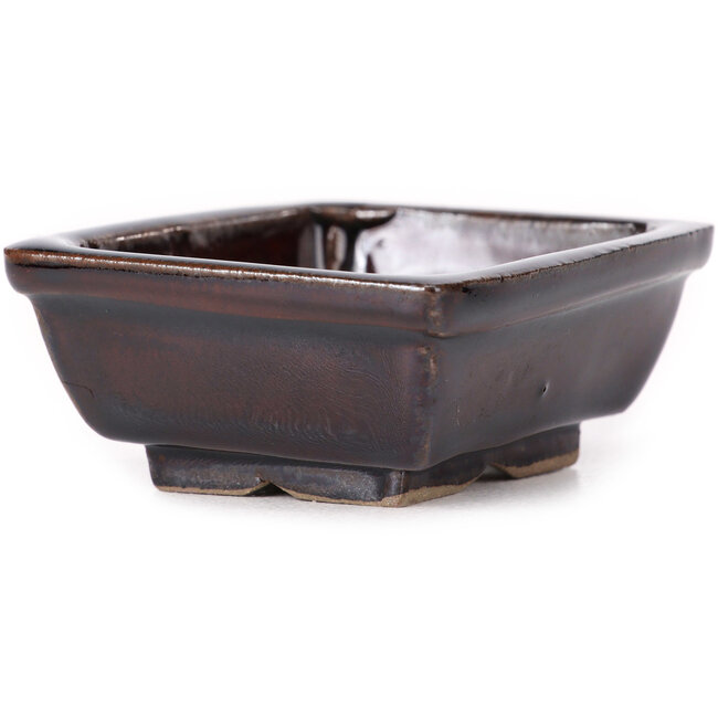 Rectangular brown bonsai pot by Seto - 80 x 65 x 30 mm