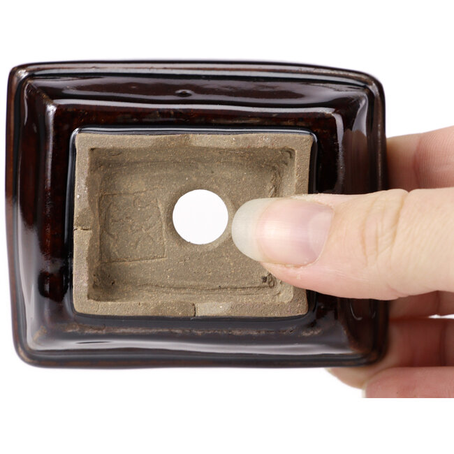 Pot à bonsaï rectangulaire marron par Seto - 80 x 65 x 30 mm
