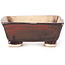 Rectangular brown bonsai pot by Seto - 75 x 65 x 25 mm