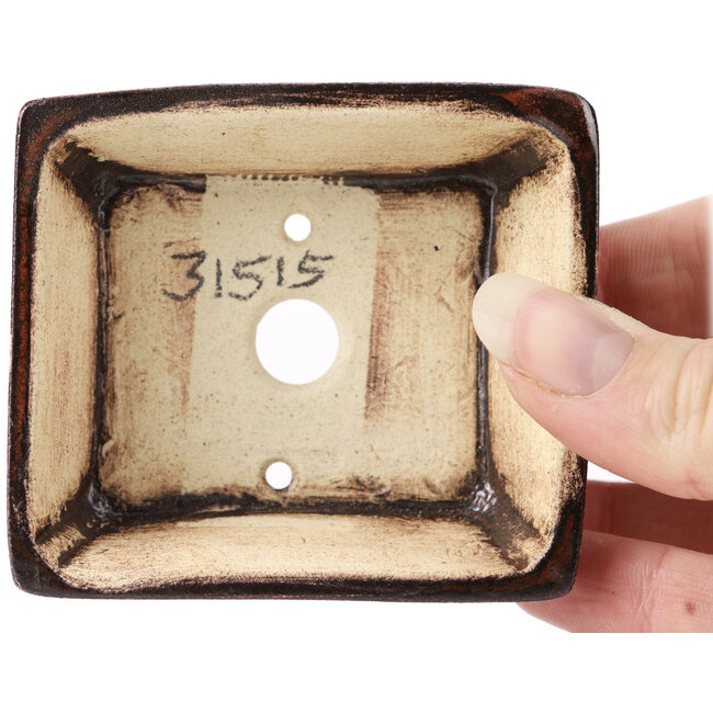 Rechthoekige bruine bonsaipot van Seto - 75 x 65 x 25 mm