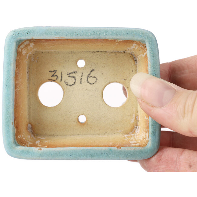 Maceta de bonsái rectangular azul de Seto - 70 x 60 x 25 mm