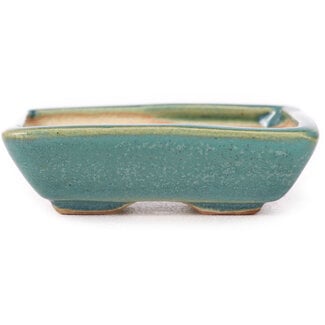 Seto 70 mm rectangular blue bonsai pot by Seto, Japan