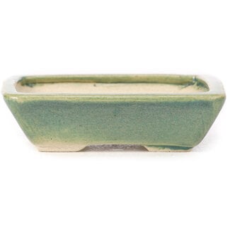 Seto 80 mm rectangular green bonsai pot by Seto, Japan