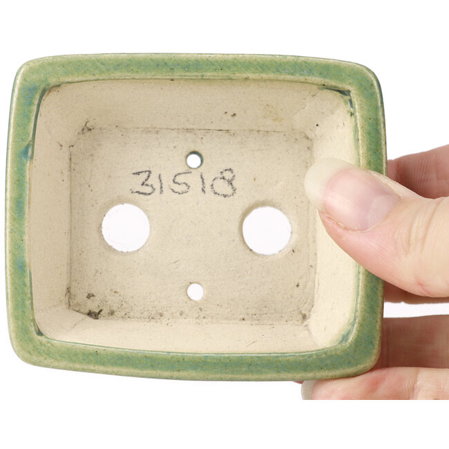 Pot à bonsaï vert rectangulaire par Seto - 80 x 70 x 20 mm