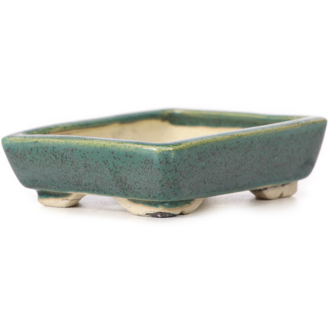 Rechthoekige groene bonsaipot van Seto - 85 x 70 x 20 mm