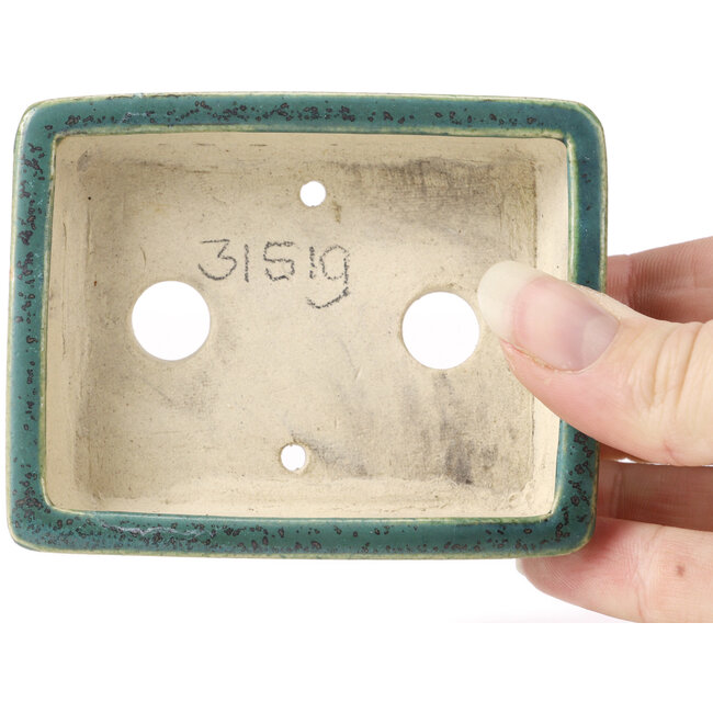 Rectangular green bonsai pot by Seto - 85 x 70 x 20 mm