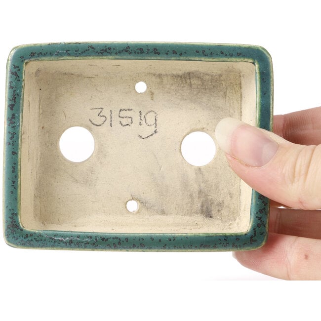 Vaso bonsai verde rettangolare di Seto - 85 x 70 x 20 mm