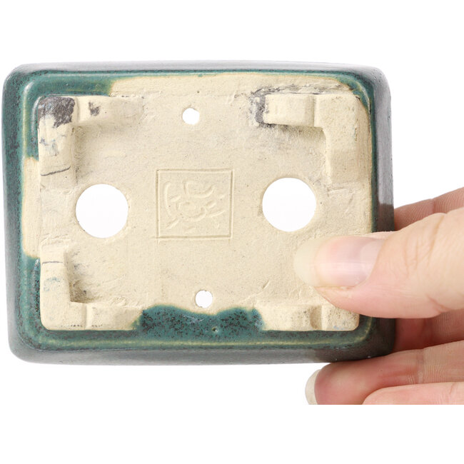 Pot à bonsaï vert rectangulaire par Seto - 85 x 70 x 20 mm