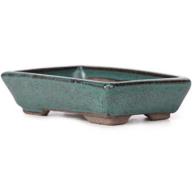 Rechthoekige groene bonsaipot van Seto - 85 x 55 x 20 mm