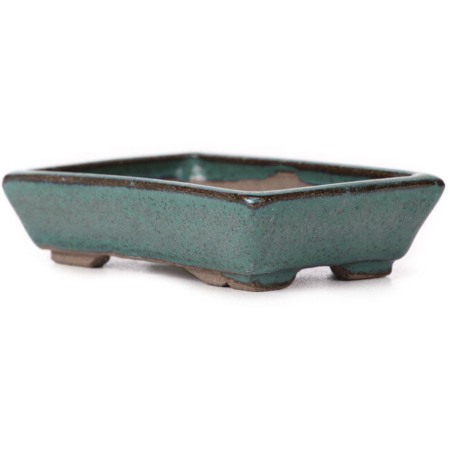 Rechthoekige groene bonsaipot van Seto - 85 x 55 x 20 mm