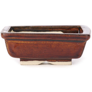 Seto 85 mm rectangular brown bonsai pot by Seto, Japan