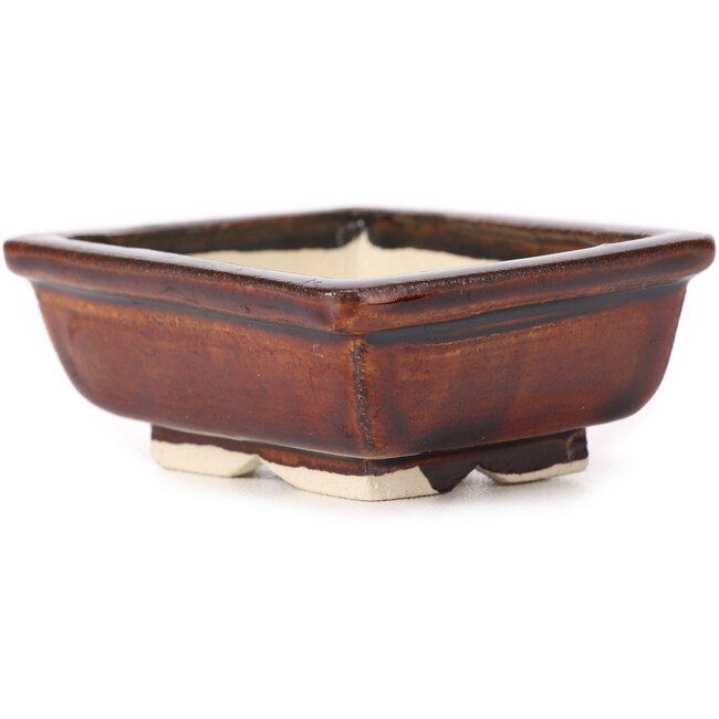 Rechteckige braune Bonsaischale von Seto - 85 x 70 x 30 mm