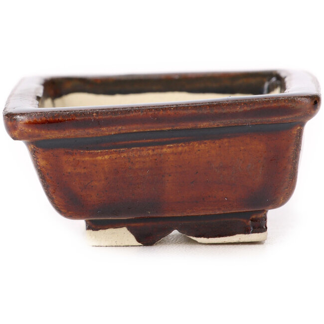 Rechthoekige bruine bonsaipot van Seto - 85 x 70 x 30 mm