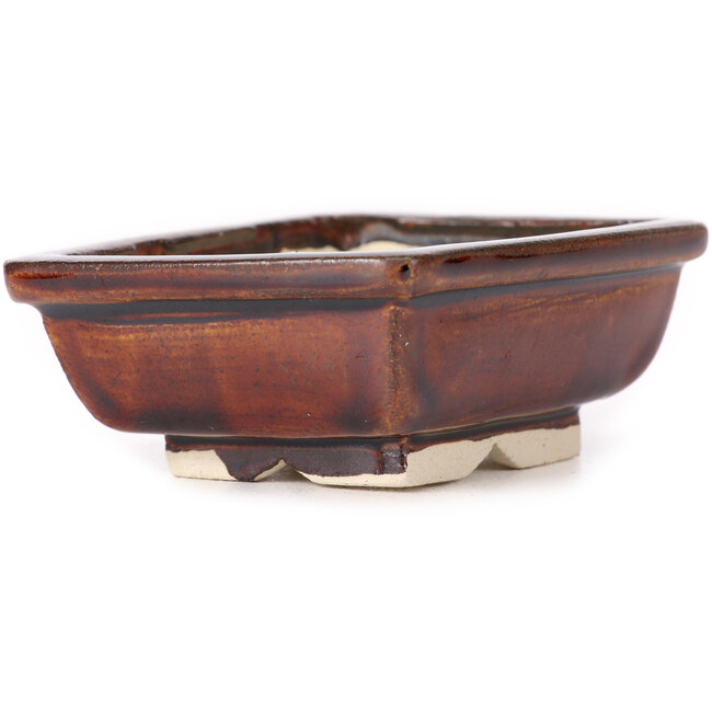 Rechteckige braune Bonsaischale von Seto - 85 x 70 x 30 mm