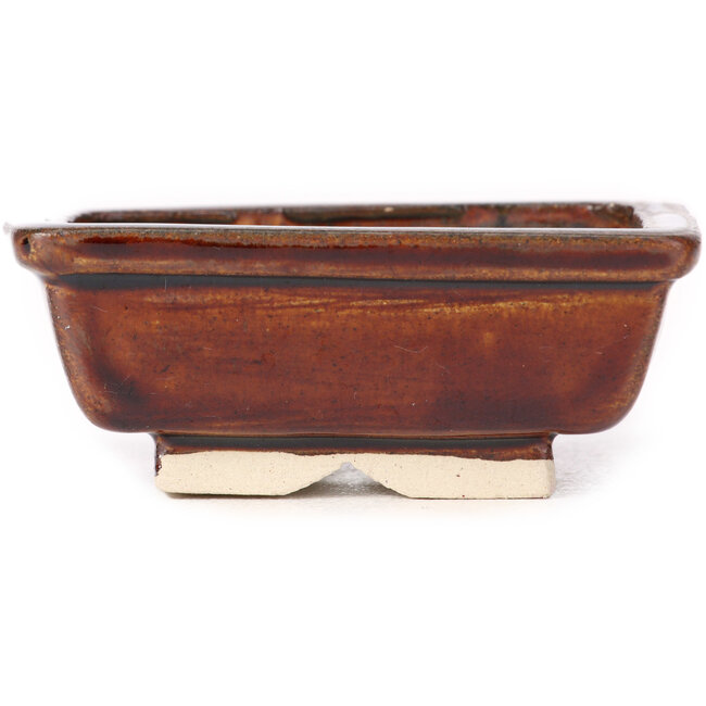 Pot à bonsaï rectangulaire marron par Seto - 85 x 70 x 30 mm