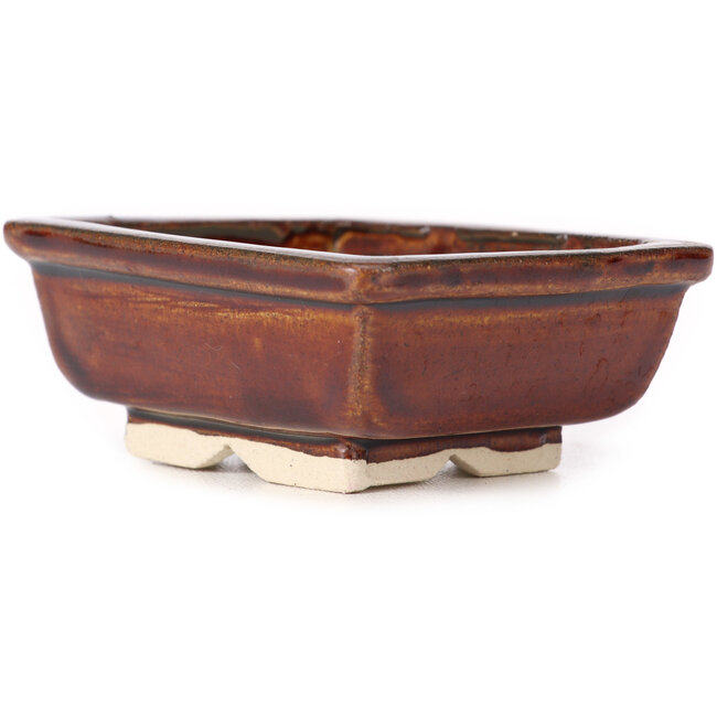 Rechthoekige bruine bonsaipot van Seto - 85 x 70 x 30 mm