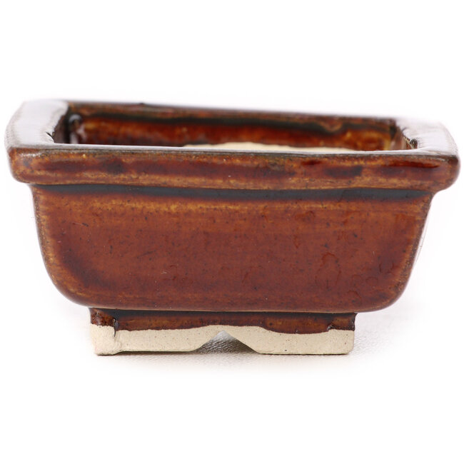 Rechthoekige bruine bonsaipot van Seto - 85 x 70 x 30 mm