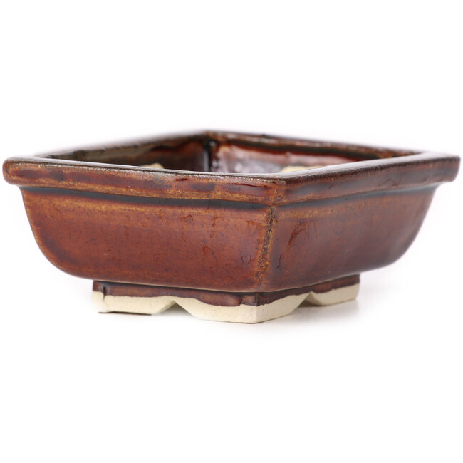 Rechthoekige bruine bonsaipot van Seto - 85 x 70 x 30 mm