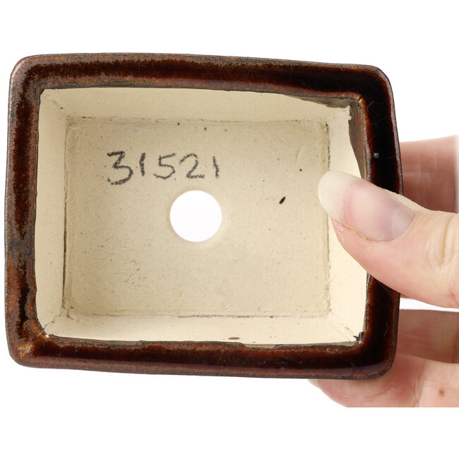 Vaso bonsai marrone rettangolare di Seto - 85 x 70 x 30 mm