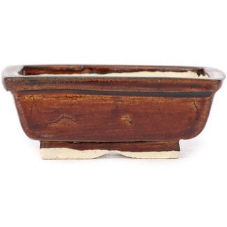 Seto 85 mm rectangular brown bonsai pot by Seto, Japan