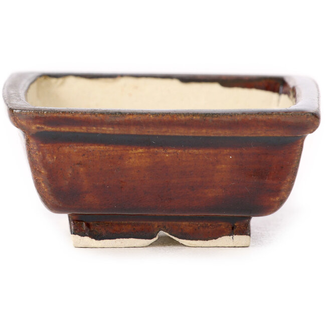 Vaso bonsai marrone rettangolare di Seto - 85 x 70 x 30 mm