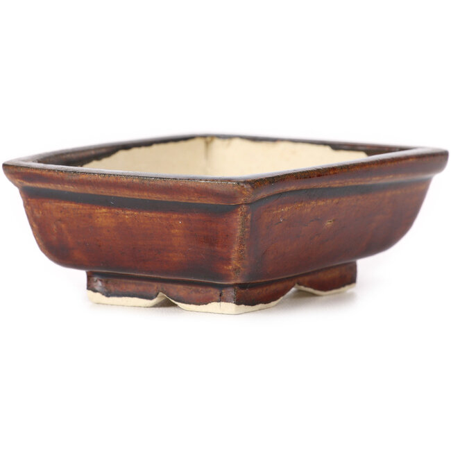 Maceta de bonsái marrón rectangular de Seto - 85 x 70 x 30 mm
