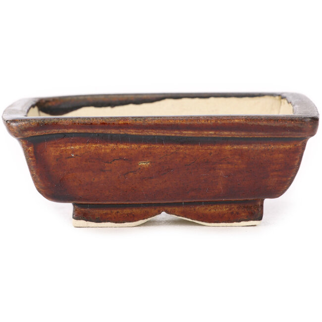 Rechthoekige bruine bonsaipot van Seto - 85 x 70 x 30 mm