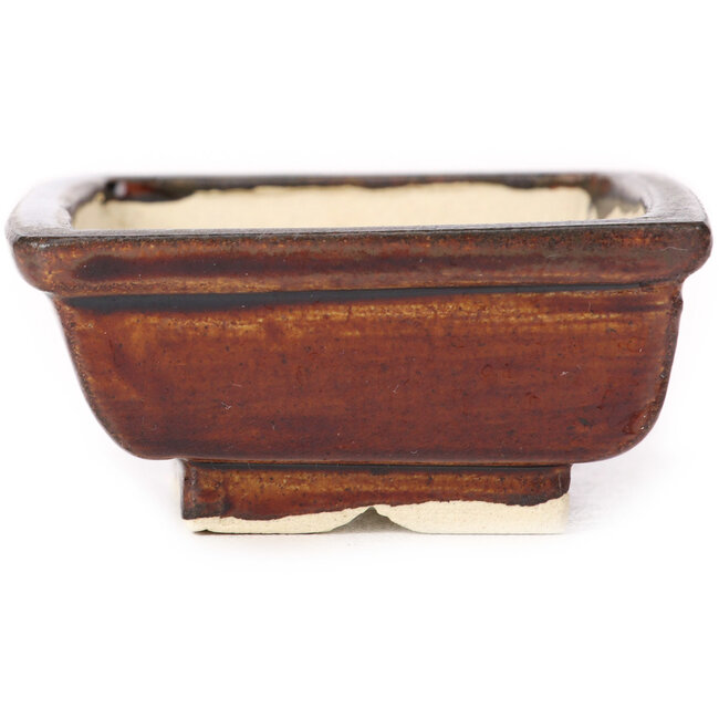 Rechthoekige bruine bonsaipot van Seto - 85 x 70 x 30 mm