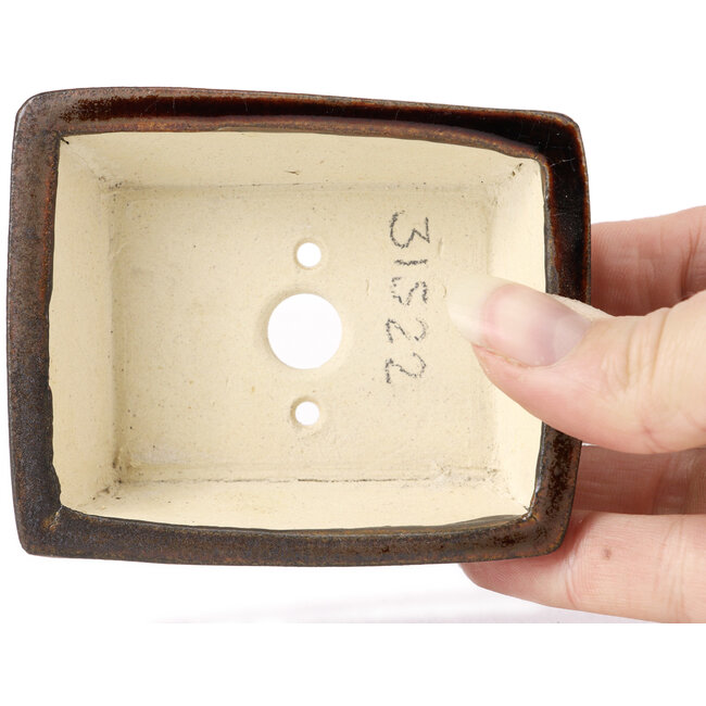 Rechthoekige bruine bonsaipot van Seto - 85 x 70 x 30 mm