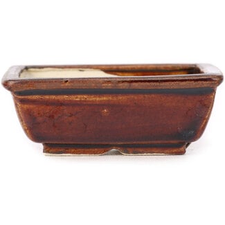 Seto 80 mm rectangular brown bonsai pot by Seto, Japan