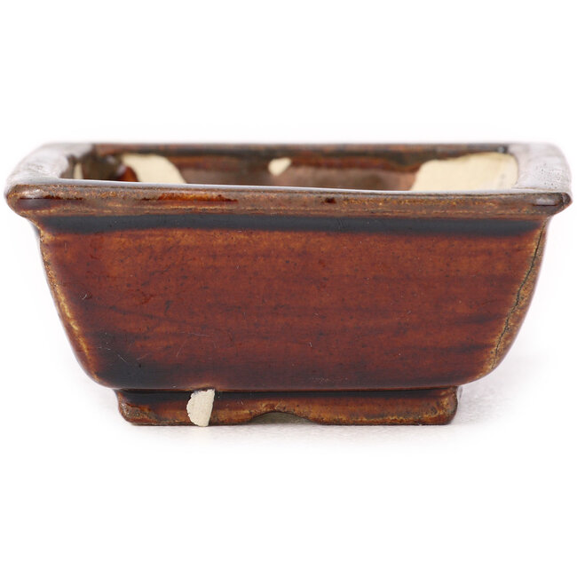 Rechthoekige bruine bonsaipot van Seto - 80 x 70 x 30 mm