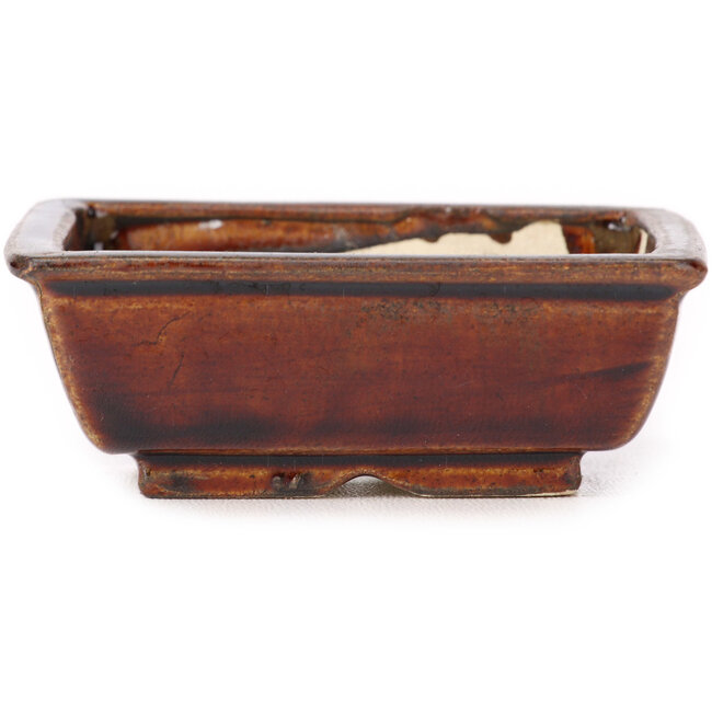 Rectangular brown bonsai pot by Seto - 80 x 70 x 30 mm