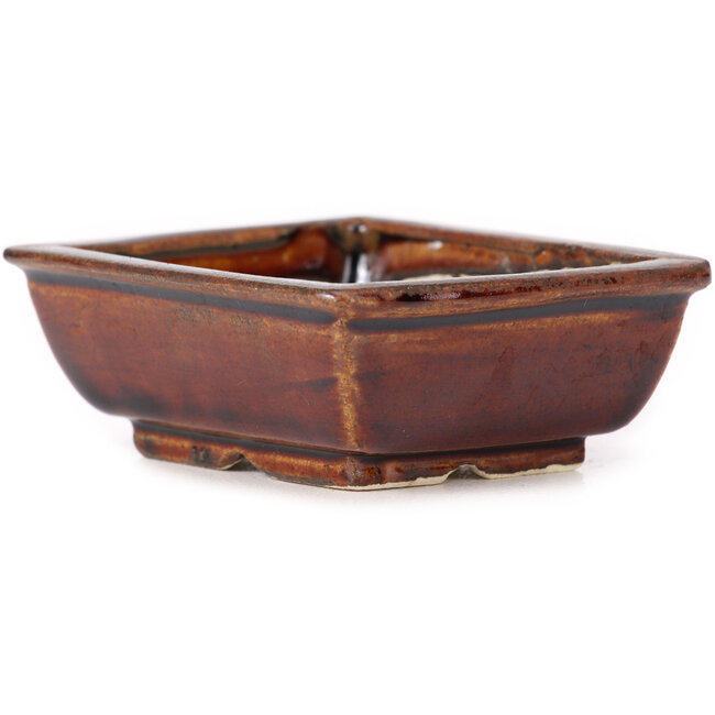 Rechthoekige bruine bonsaipot van Seto - 80 x 70 x 30 mm