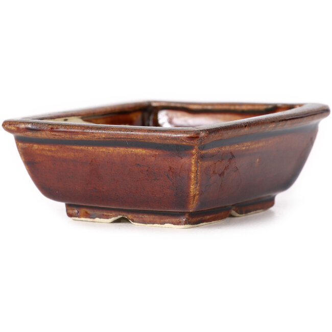 Pot à bonsaï rectangulaire marron par Seto - 80 x 70 x 30 mm