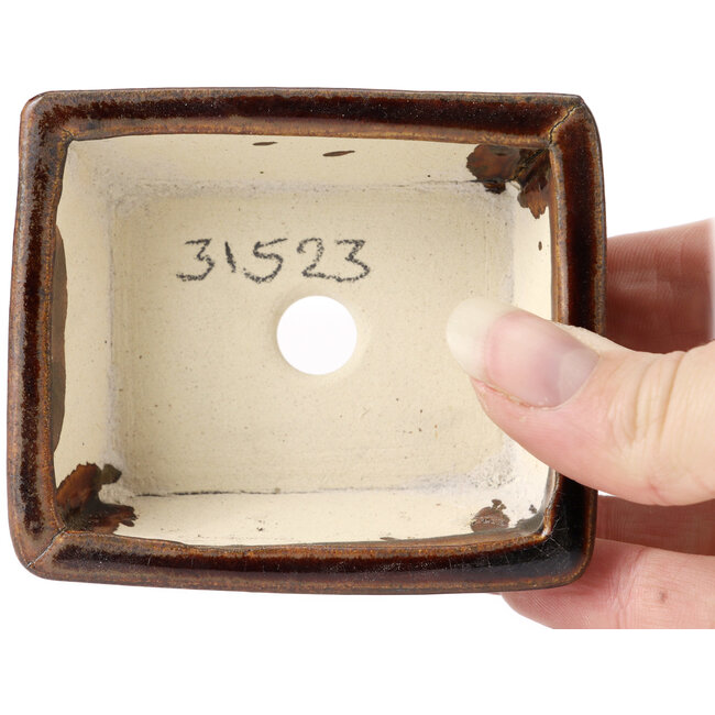 Rectangular brown bonsai pot by Seto - 80 x 70 x 30 mm