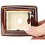 Pot à bonsaï rectangulaire marron par Seto - 80 x 70 x 30 mm