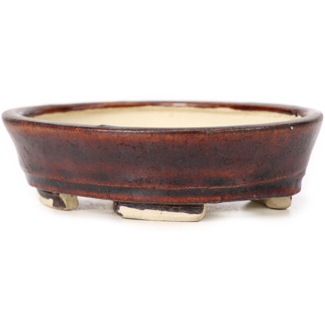 Ovale bruine bonsaipot van Seto - 100 x 85 x 25 mm