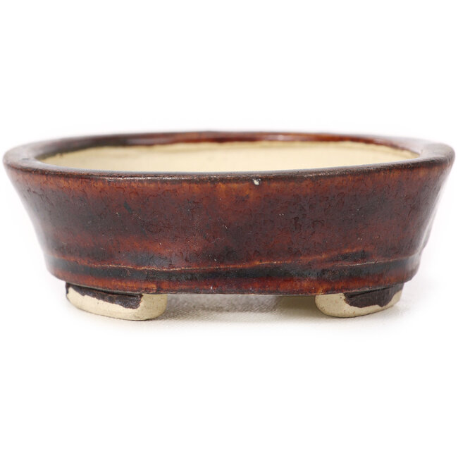 Ovale bruine bonsaipot van Seto - 100 x 85 x 25 mm