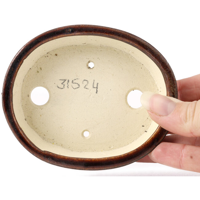 Ovale bruine bonsaipot van Seto - 100 x 85 x 25 mm