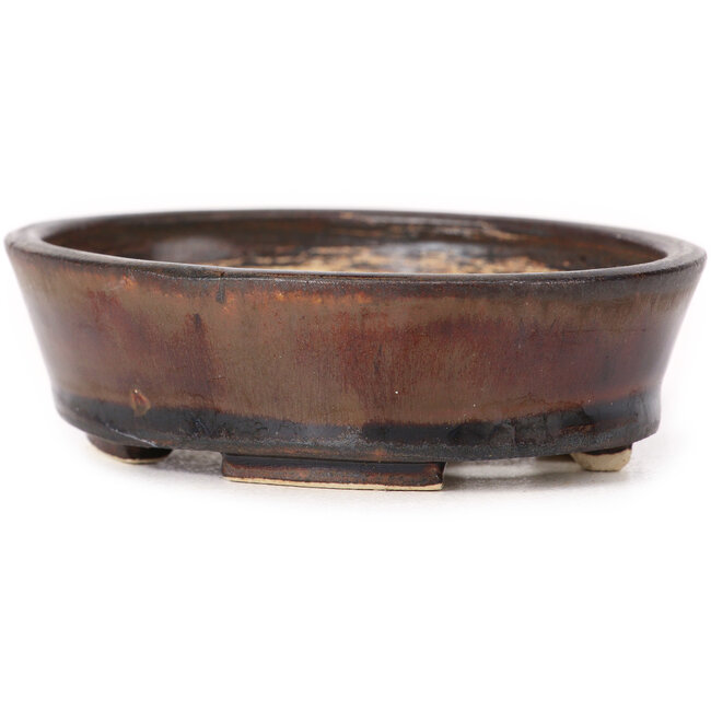 Ovale braune Bonsaischale von Seto - 95 x 85 x 30 mm