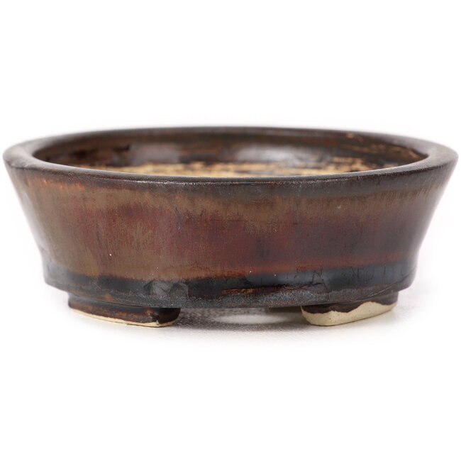 Ovale bruine bonsaipot van Seto - 95 x 85 x 30 mm