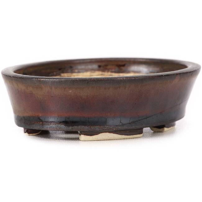 Pot à bonsaï ovale marron par Seto - 95 x 85 x 30 mm