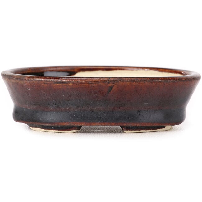 Oval brown bonsai pot by Seto - 95 x 75 x 25 mm